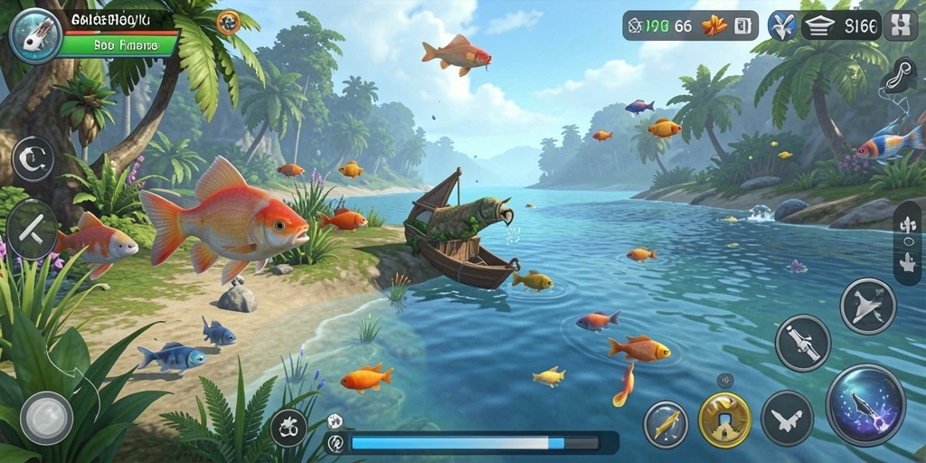 Tampilan gameplay menawan dari API66 yang menyoroti aksi memancing.