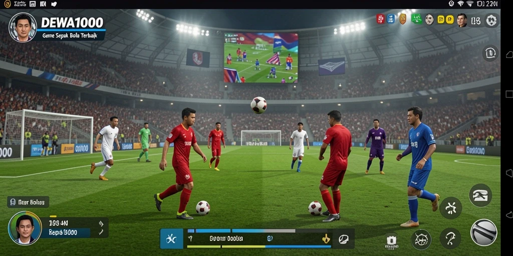 Tampilan gameplay menegangkan dalam aksi sepak bola.