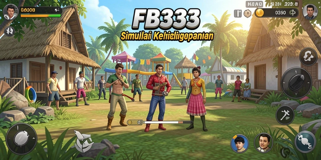 Screenshot FB333 menunjukkan karakter yang sedang beraktivitas di dunia virtual.