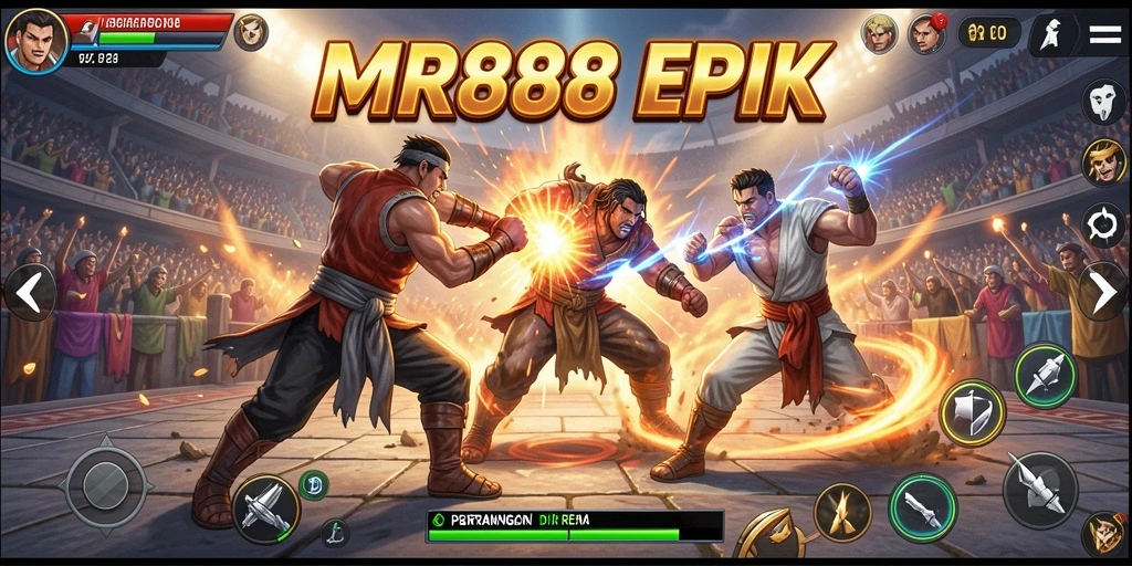 Tampilan pertarungan epik di MR888 dengan karakter-karakter menawan.