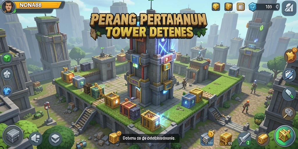 Tampilan gameplay NONA88 yang intens dan menegangkan dalam berstrategi Tower Defense.