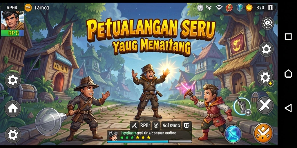 Tampilan gameplay seru dalam RP8 yang penuh aksi dan petualangan.