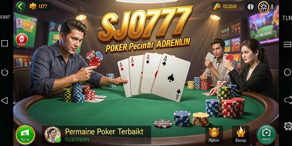 Screenshot menunjukkan pemain beraksi dalam permainan Poker yang seru.