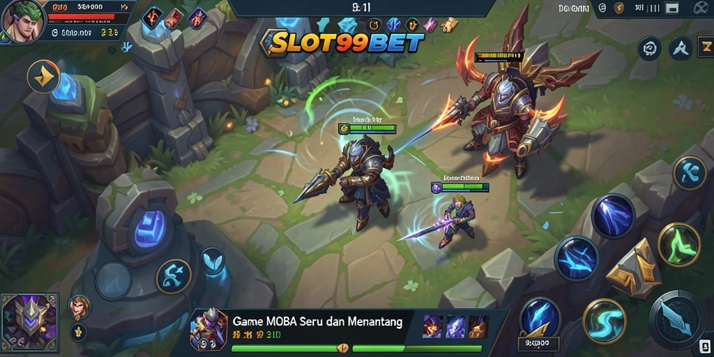 Gameplay seru di SLOT99BET dengan pertarungan MOBA yang mendebarkan.