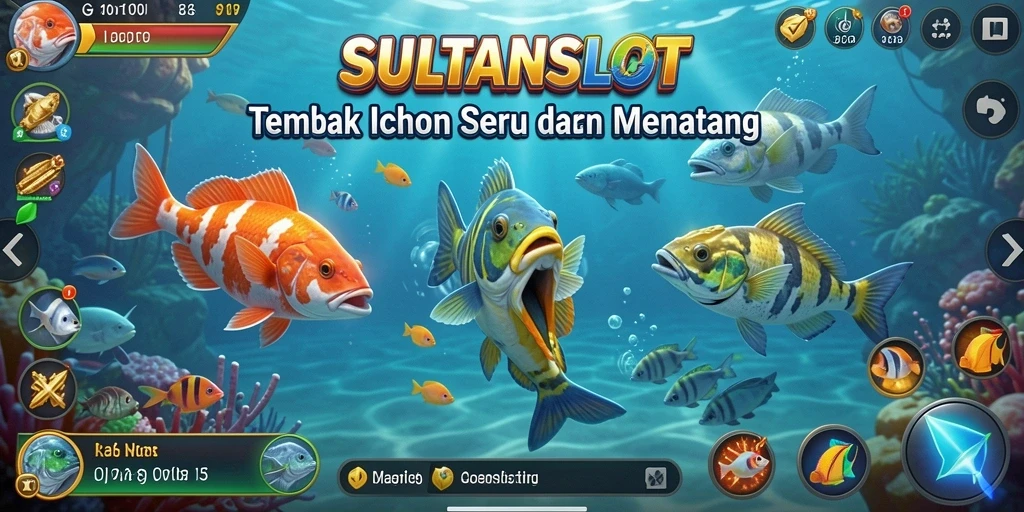 Tampilan gameplay seru di SULTANSLOT saat menembak ikan.
