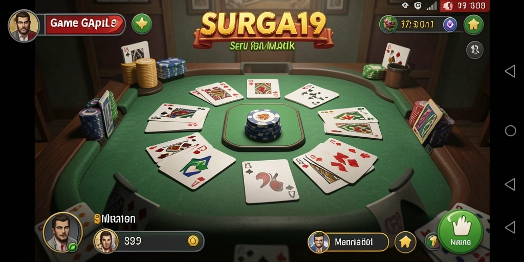 Gameplay SURGA19 yang menampilkan aksi seru Gaple.